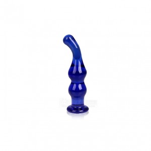 blue glass dildo, glass g-spot stimulator, pyrex g spot massager