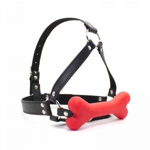 silicone ball gag harness, bone ball gag harness, bone mouth gag harness
