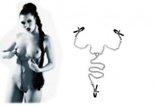 Three Head Y Shape Nipple Breast Clamps Clit Clamps with Long Metal Chains