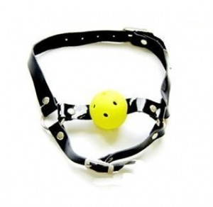 ball gag mouth harness for BDSM play.