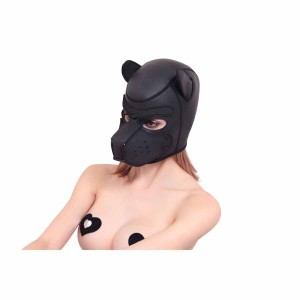 Bondage Gear Dog Hood Black Red Puppy Mask Muzzle for Sexual Play BDSM Erotic Costume