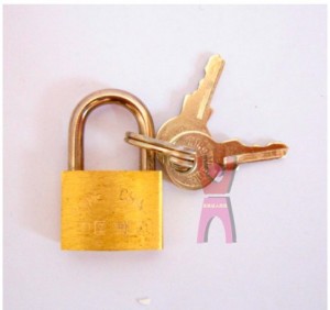 Chastity device accessory padlock.