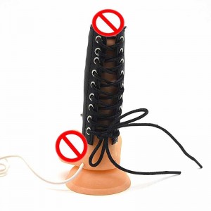 Male Electrostim Penis Sleeve Leather Chastity Belt Penis BDSM Bondage Gear