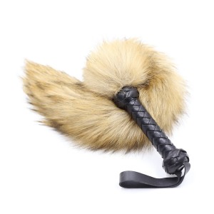 New Design Leather Fur Whip Erotic Sex Toy for BDSM Play Flogger Paddle with Hair Tail