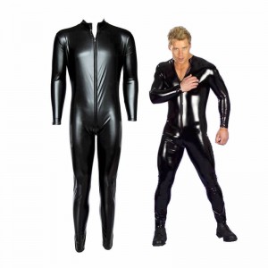 male leather bodysuit, men leather bodysuit, male pvc costume