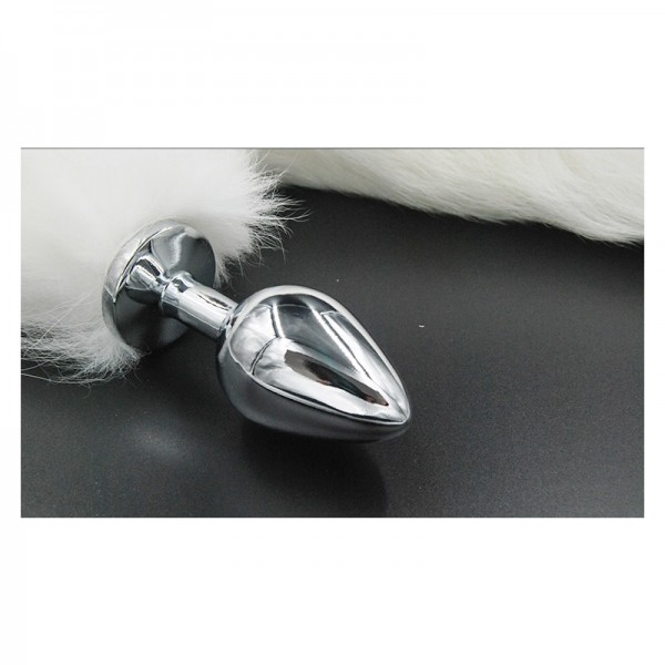white anal plug tail, fox tail anal plug, anal plug tail