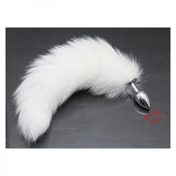 white anal plug tail, fox tail anal plug, anal plug tail