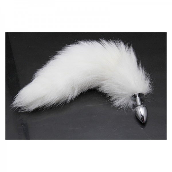 white anal plug tail, fox tail anal plug, anal plug tail