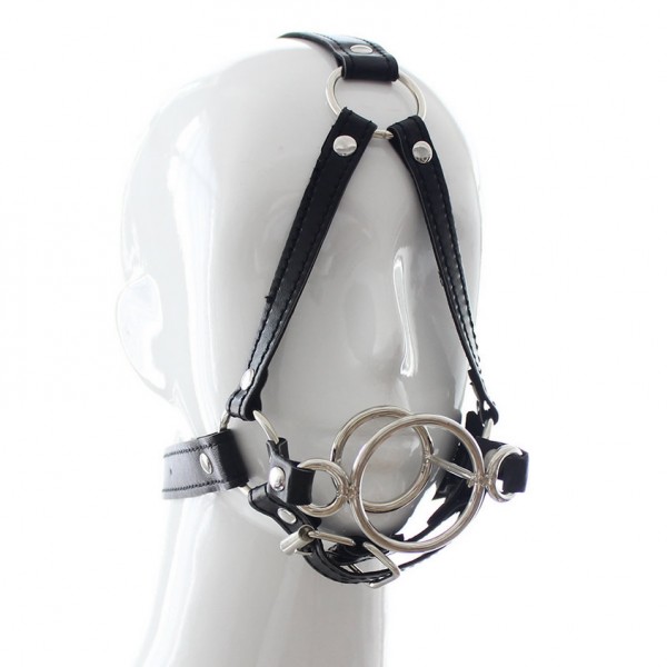 Dual Ring Mouth Gag Ball Gags Head Harness Fetish Forced