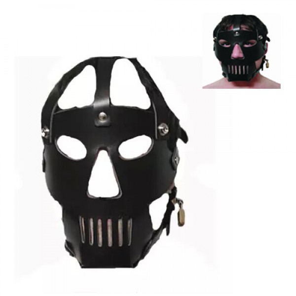 New Design BDSM Gear Hood Mighty Mask Muzzle Black Faux Leather
