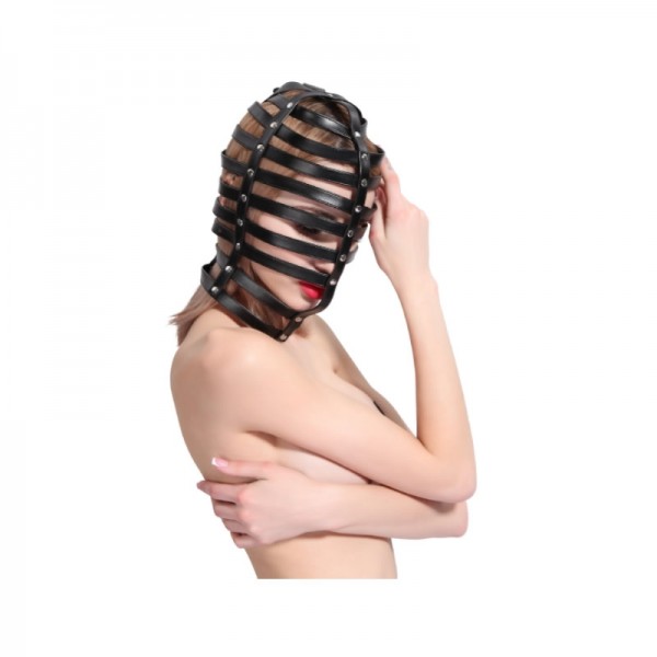 swordplay bdsm hood, fencing bdsm hood, fencing head harness