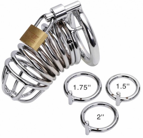 steel male chastity belt.