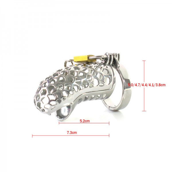 male chastity device, snake head cock cage, steel chastity device