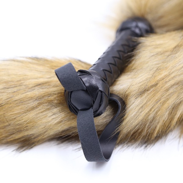 Leather fur whip, sex fur whip, leather fur flogger