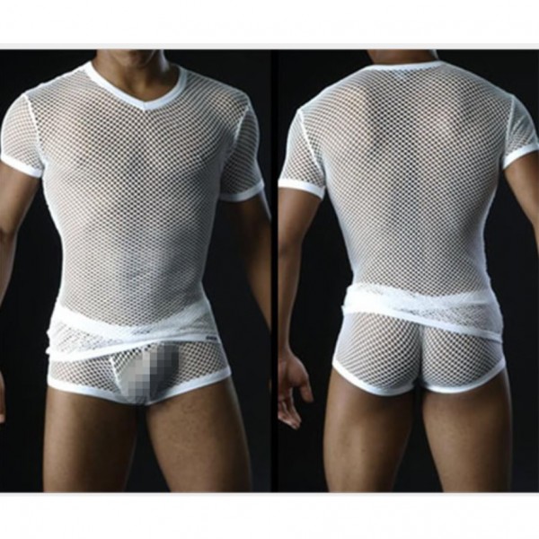 sheer male lingerie, fishnet male lingerie, male mesh lingerie
