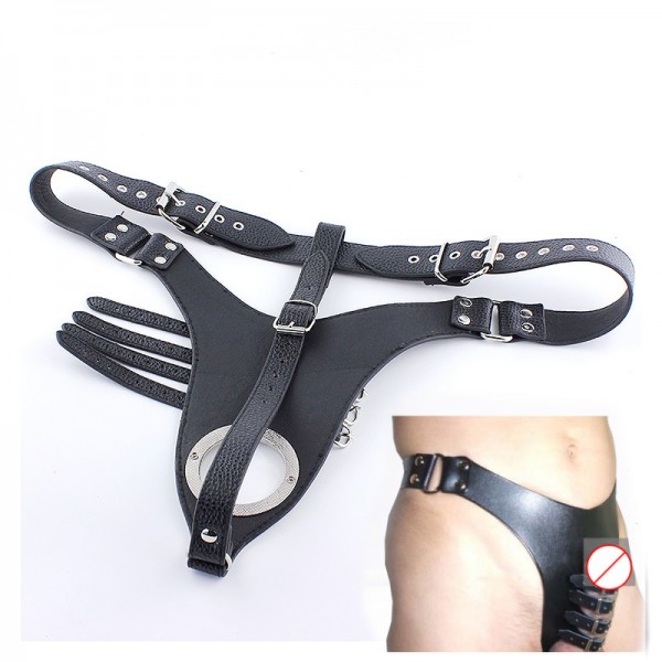 Sexy Penis Bondage T-back G-string Male Leather T-back Thong